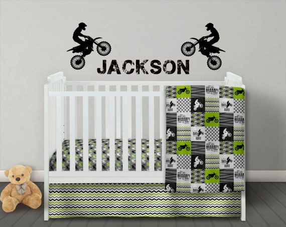 dirt bike crib bedding set
