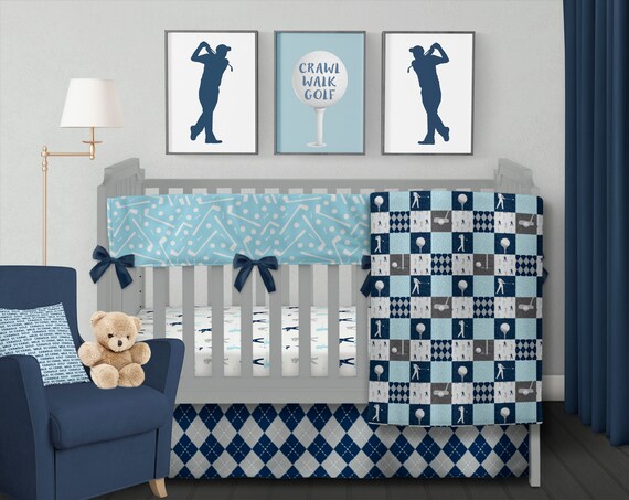 Golf Nursery Bedding Set Boppy Pillow Cover Boy Crib Bedding Etsy