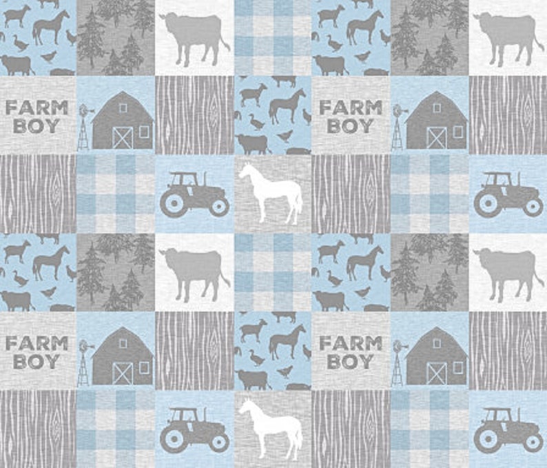 Farm Baby Bedding Boy Crib Bedding Set Tractor Cow Blue ...