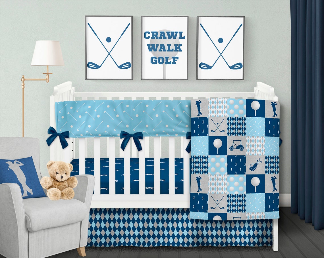 Golf Crib Bedding Set Boy Crib Bedding Set Golf Baby Quilt Etsy