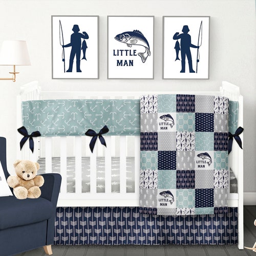 Fishing Nursery Bedding Boy Crib Bedding Set Bass Fishing Etsy