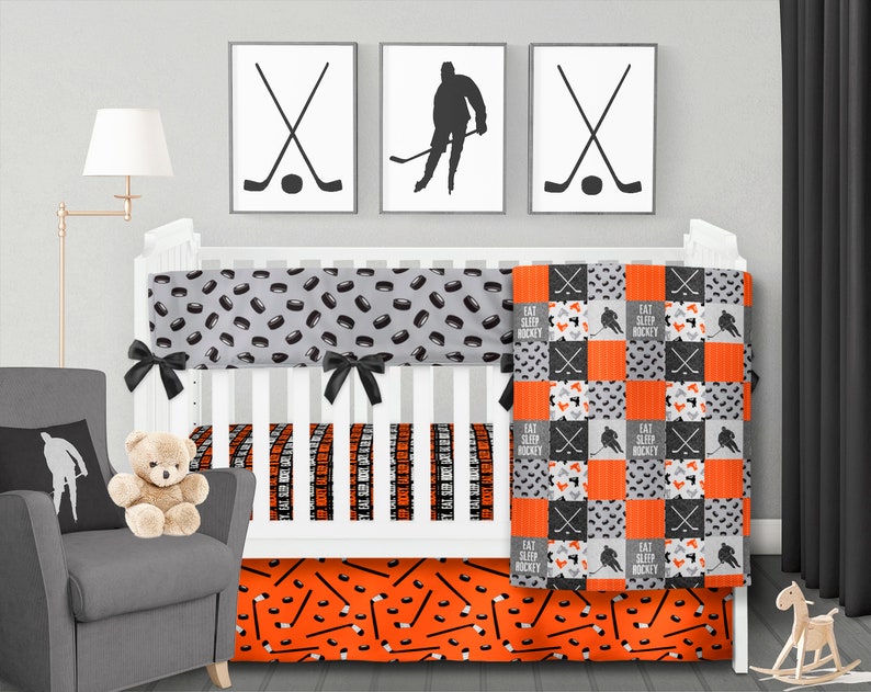 Hockey Baby Blanket Hockey Crib Bedding Boy Nursery Bedding Etsy