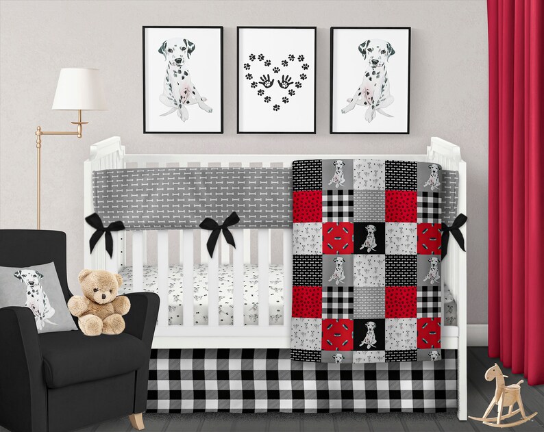 Dalmatian Crib Beddingset Dog Nursery Bedding Boy Baby Etsy