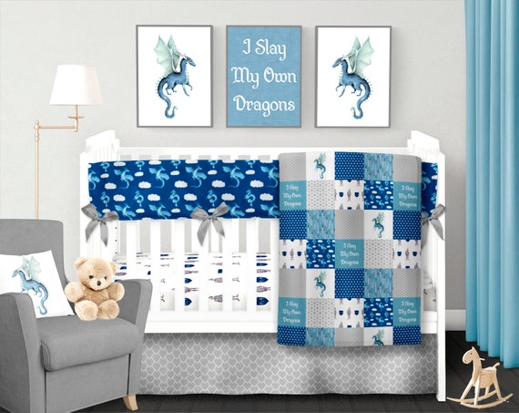 Dragon Crib Bedding Set Boy Nursery 