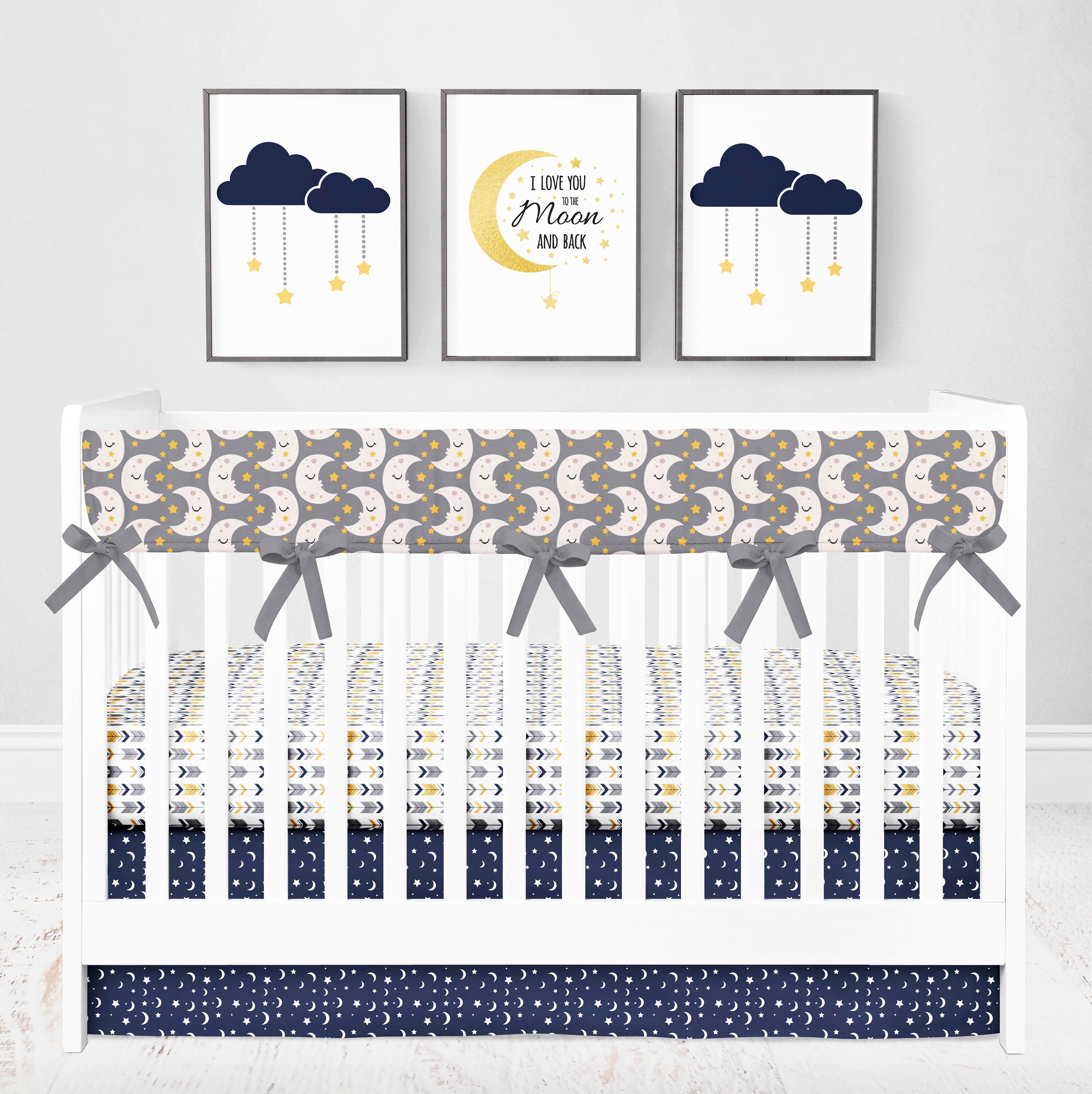 Moon Crib Bedding Love You To The Moon and Back Baby Boy Crib Etsy