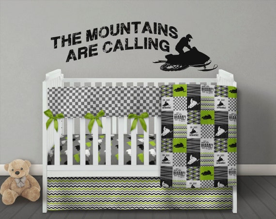 Boy Crib Bedding Set Snowmobile Quilt Boy Crib Set Baby Boy Etsy