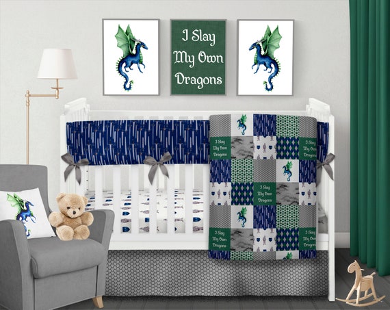 Dragon Crib Bedding Set Boy Nursery 