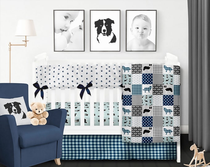 Dog Crib Bedding Set Puppy Baby Blanket Boy Crib Bedding Etsy