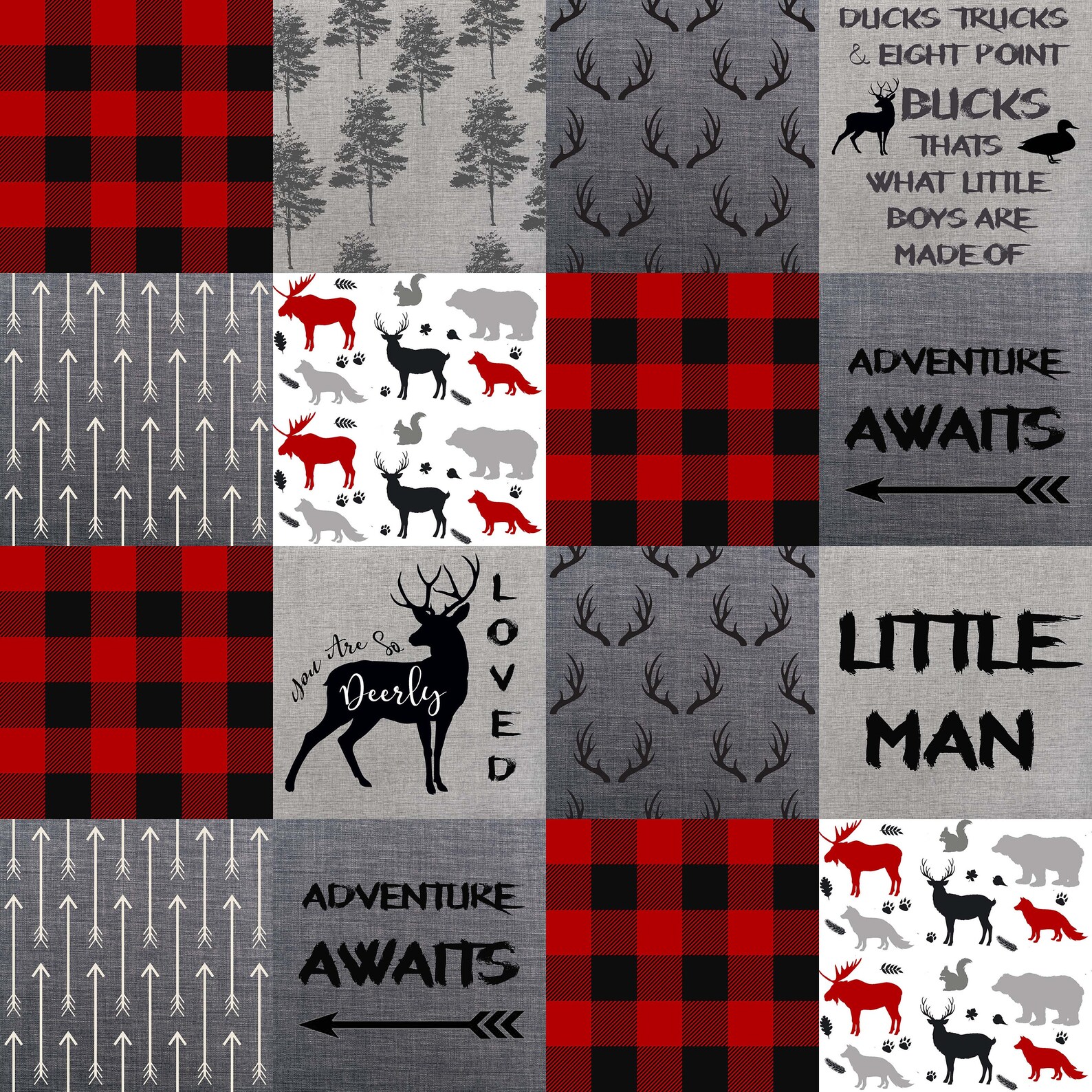Rustic Crib Bedding Set Bear Moose Deer Plaid Lumberjack Baby Etsy