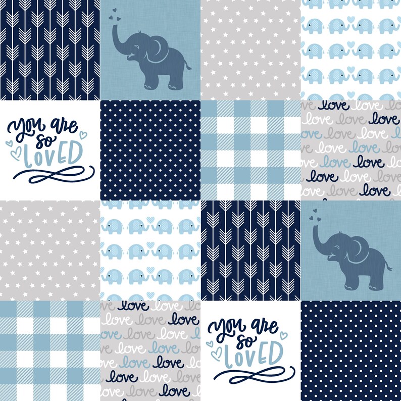 Elephant Nursery Bedding Boy Crib Bedding Set Navy Nursery Etsy