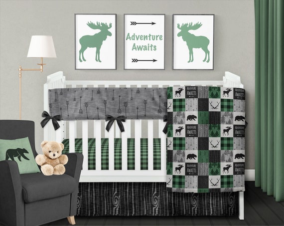 moose crib bedding set