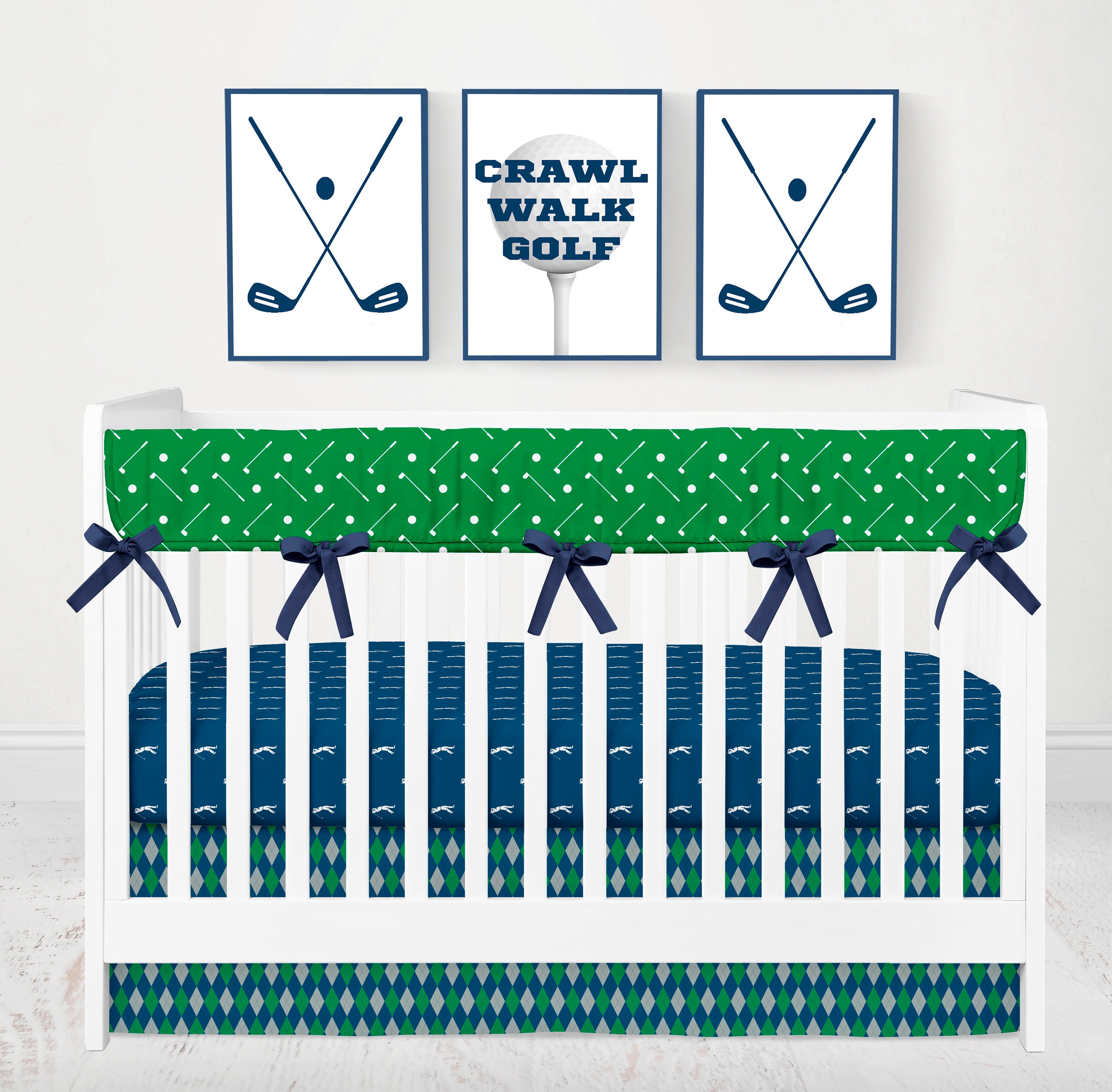 Golf Baby Blanket Boy Crib Bedding Set Navy Boy Nursery Etsy