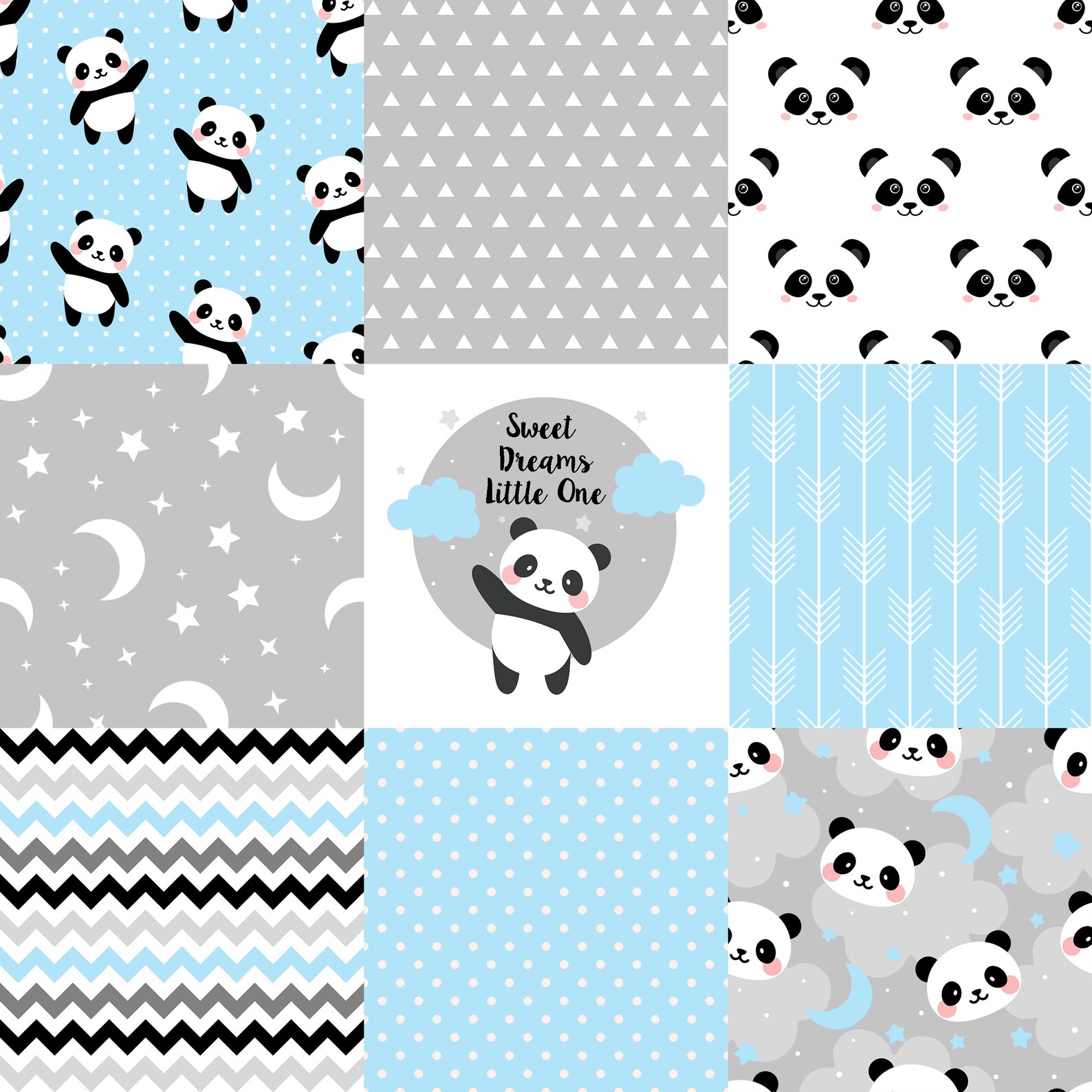 Panda Crib Bedding Boy Nursery Bedding Set Panda Baby Etsy
