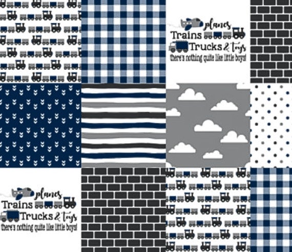 Train Crib Bedding Set Baby Boy Quilt Boy Nursery Bedding Etsy
