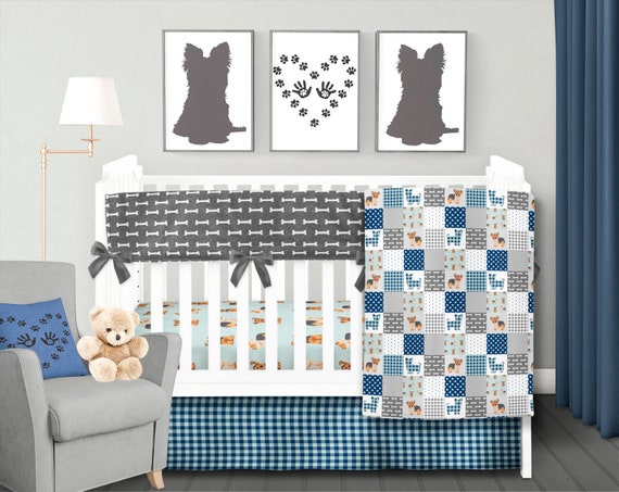 Yorkie Dog Crib Bedding Set Puppy Baby Blanket Boy Crib Etsy