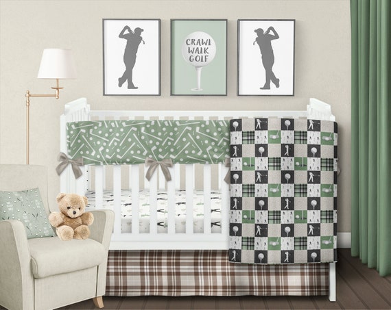 Nursery Bedding Boy Golf Crib Bedding Set Minky Baby Boy Etsy