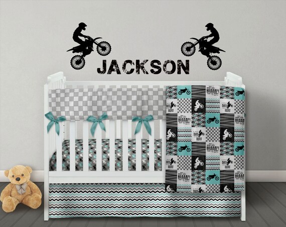 Motorcross Bedding Boy Crib Bedding Set Motorcross Baby Etsy