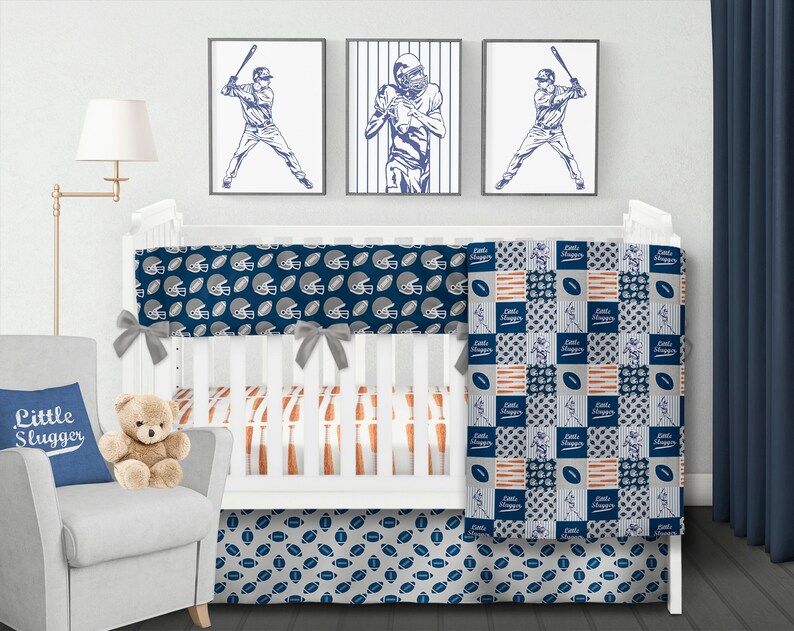 Baseball Crib Bedding Set Football Nursery Bedding Sports Baby Etsy