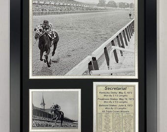 Championship Racehorse Collection | Triple Crown Winners | Framed 12"x15" Double Matted Photo Collage