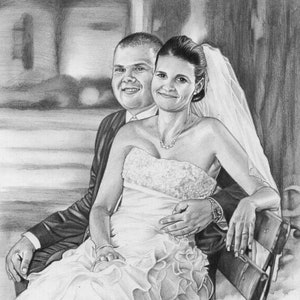 Custom drawn pencil wedding portraits (TWO people)