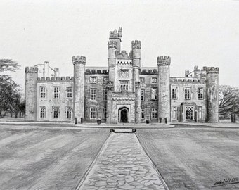 Custom drawn pencil portraits of wedding venues / houses / buildings