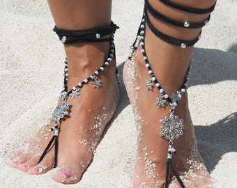 Barefoot Sandals. Black Hippie Shoes. Gypsy Bellydance Shoes