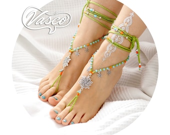 Green Silver Barefoot Sandals