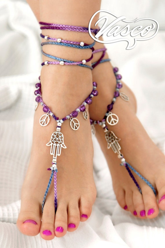 Barefoot Sandal, Yoga Accessories, Hamsa Hand, Unique Gift for Her