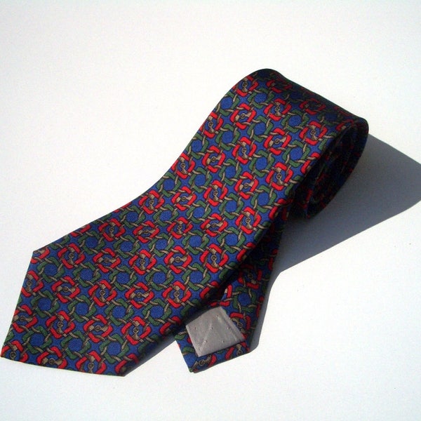 Vintage Celine blue red necktie pure silk made in Spain