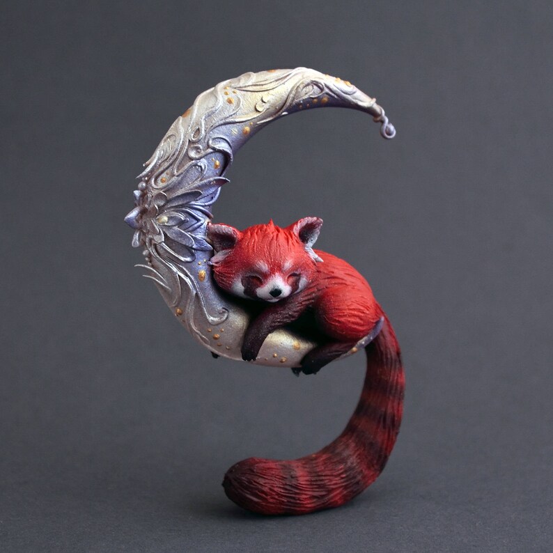 Cute baby red panda sculpture animal figurine OOAK cute Etsy