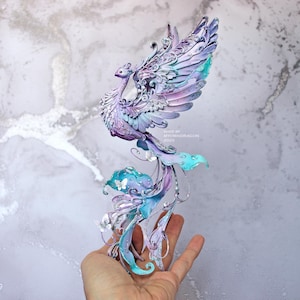 Handmade Phoenix Figurine OOAK | Miniature Firebird Sculpture | Air Dry Clay Mythical Creature | Fantasy Decor Collectible Gift