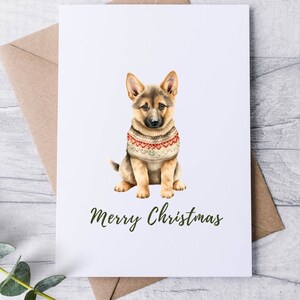 Shepard Dog Christmas Sweater Card Set / Merry Christmas / Luxury Linen Textured Card / German Shepard / Holiday Card Set / Christmas