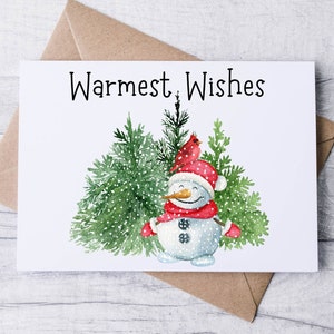 Snowman Watercolor Christmas Card Set / Blank Note Cards / Folded Notecards / Christmas Greeting Card