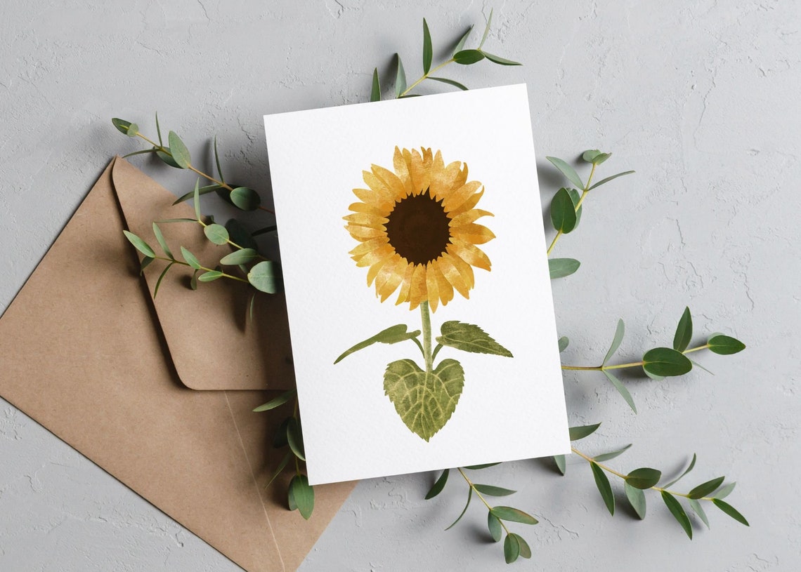 SOLARA'S EMBRACE Sunflower Watercolor Card Set / Blank Note Cards ...