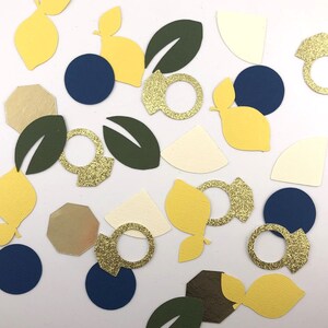 She Found Her MAIN SQUEEZE Lemon Bridal Shower Table Confetti Scatter 140 Pieces Blue Yellow Gold Glitter Pucker Up