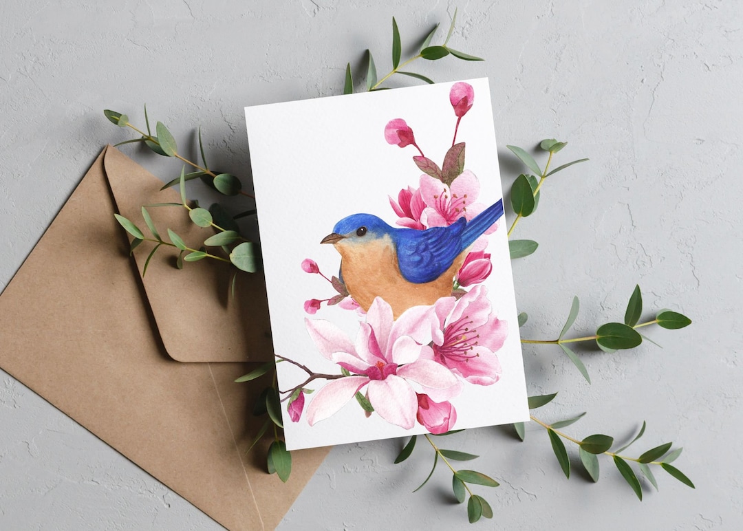Blue Bird Watercolor Card Set / Blank Note Cards / Folded Notecards ...