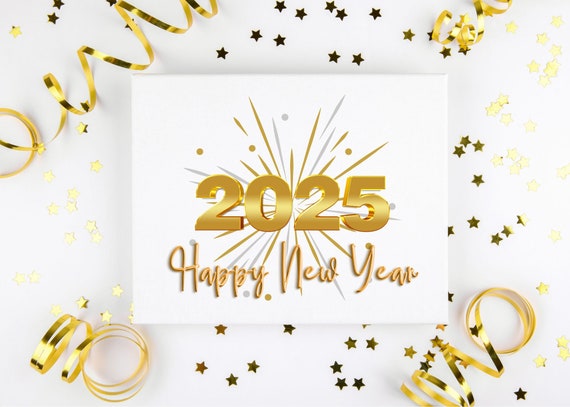 thumbnail image 2 of Happy New Year 2025 With Hanging Realistic Gold Ball Holiday Gift Card 2 of 13