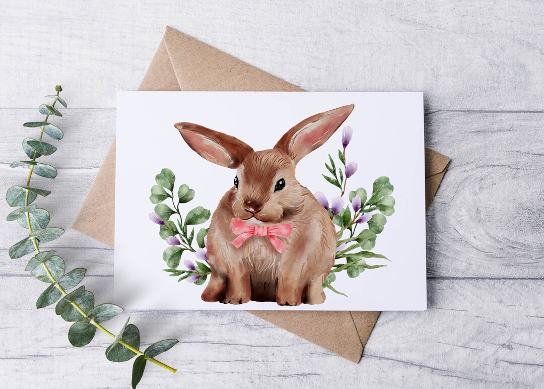 Bunny Rabbit Card Set / Blank Note Cards / Folded Notecards / Thank You ...