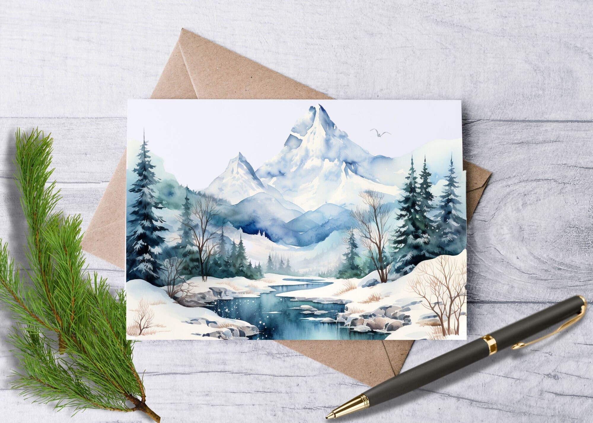Stunning Summit Mountain Notecards Set - Rustic Thank You Cards & Blank Fall Stationery for Any Occasion