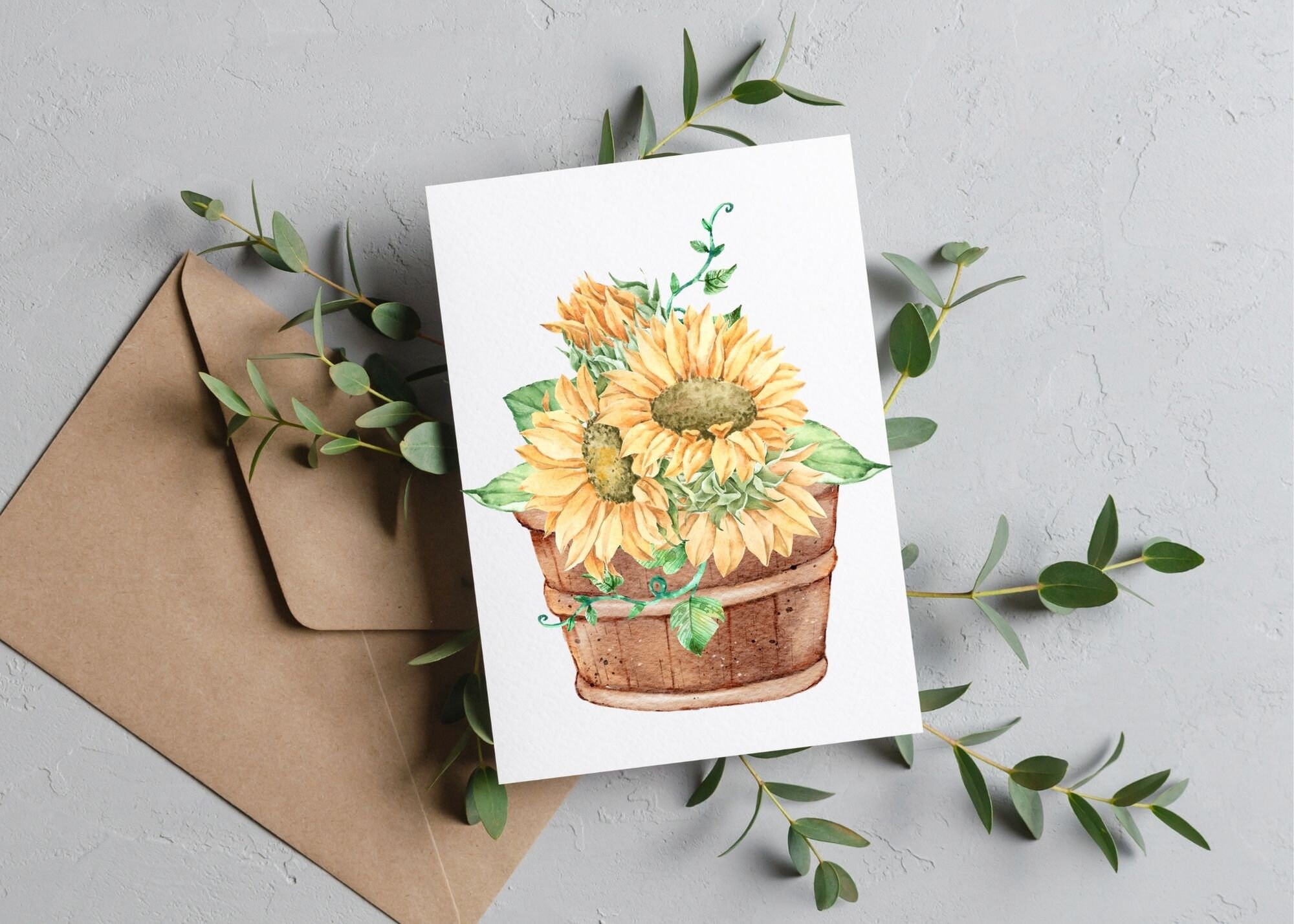 Sunflower Watercolor Card Set / Blank Note Cards / Folded Notecards ...