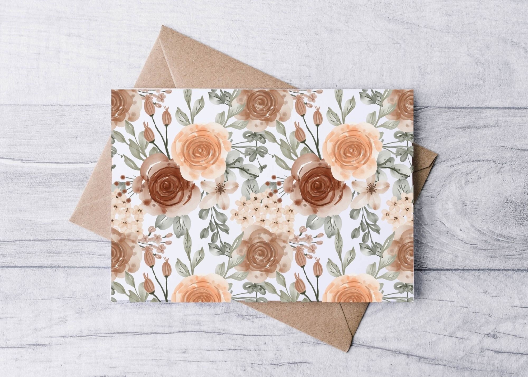 Brown Roses Watercolor Floral Boxed Card Set / Blank Note Cards ...