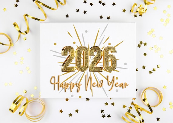 New Years 2026 Card Set / Blank Note Cards / Folded Notecards