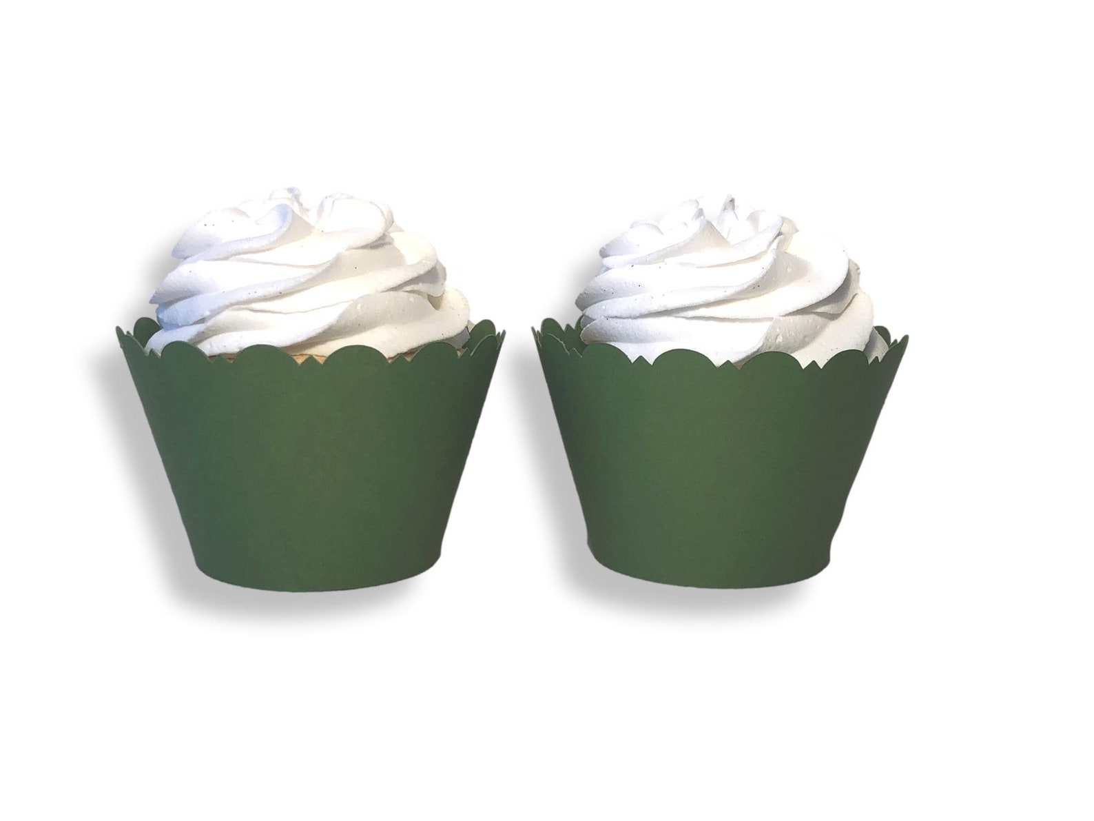 SAGE GREEN Cupcake Wrappers Dark Green Light Green Scalloped Etsy
