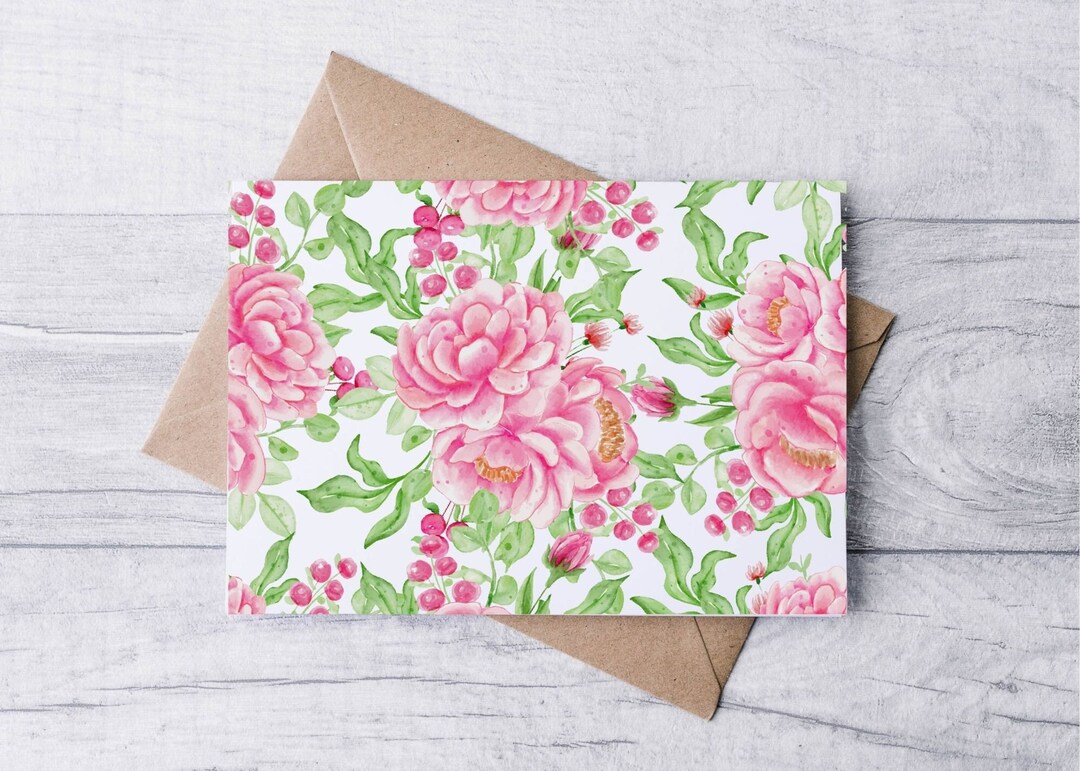 Pink Rose Floral Boxed Card Set / Blank Note Cards / Folded Notecards ...