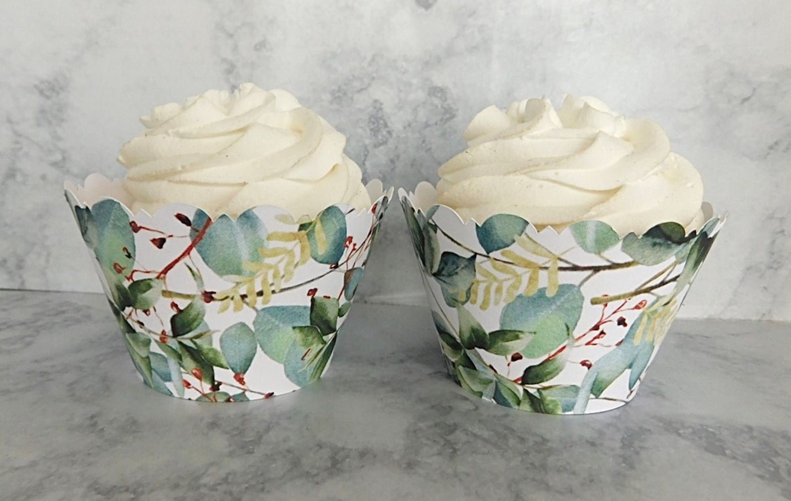 EUCALYPTUS Sage Green Cupcake Wrappers Scalloped Edge Smooth Etsy