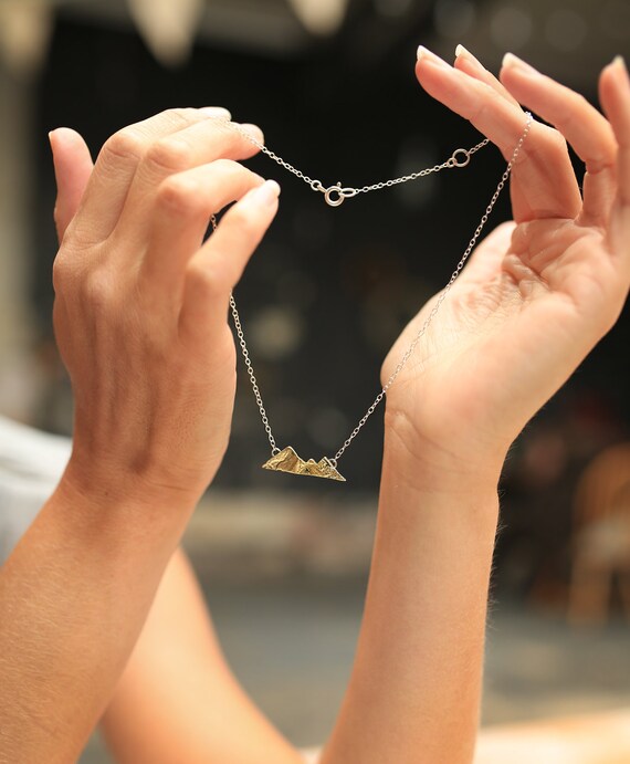 Mountain Necklace / Mountain Range / Sterling Silver & Brass / Delicate / Winter / Seasonnaire / Simplistic / Layered Necklace