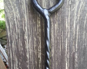 Fire Poker 48" with welded eye, excellent for fire pit, large fireplace, hand forged by blacksmith