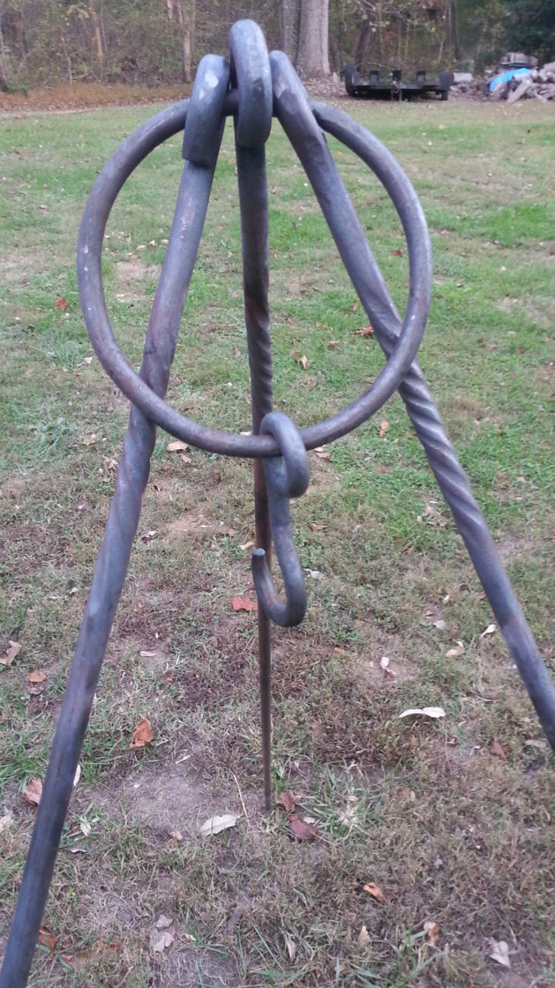 Tripod hand forged by blacksmith outdoor cooking fire pit ...