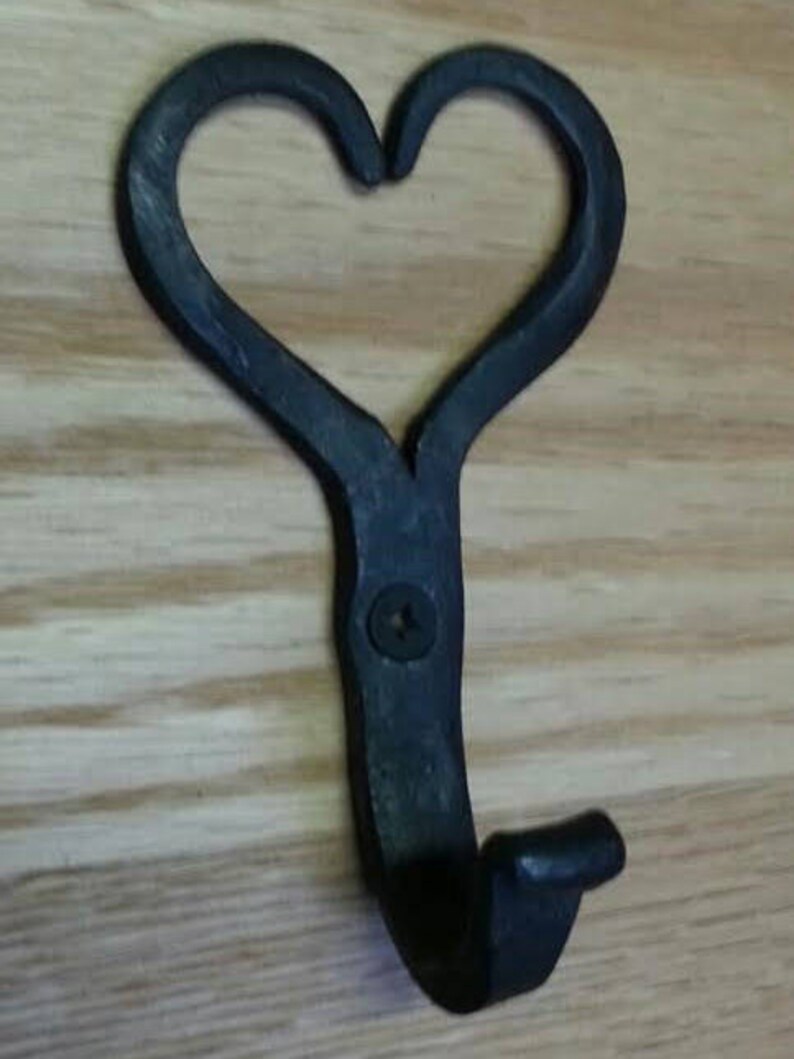 Heart hook hand by blacksmith with decorative pyramid Etsy