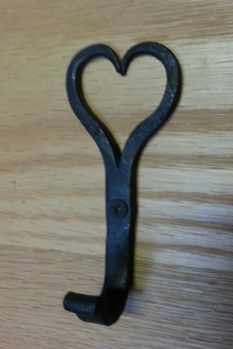 Heart hook hand by blacksmith with decorative pyramid Etsy